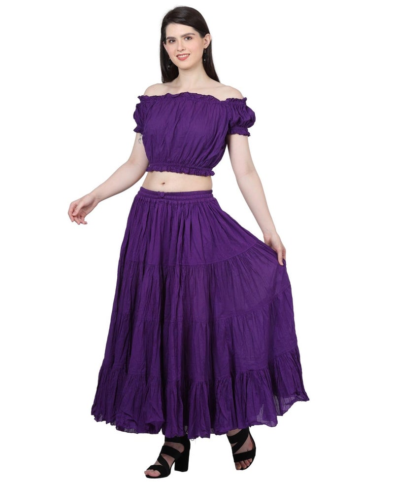 Wevez Women's Gypsy 25 Yard Solid Color Cotton Skirt, One Size, Violet - Image 4
